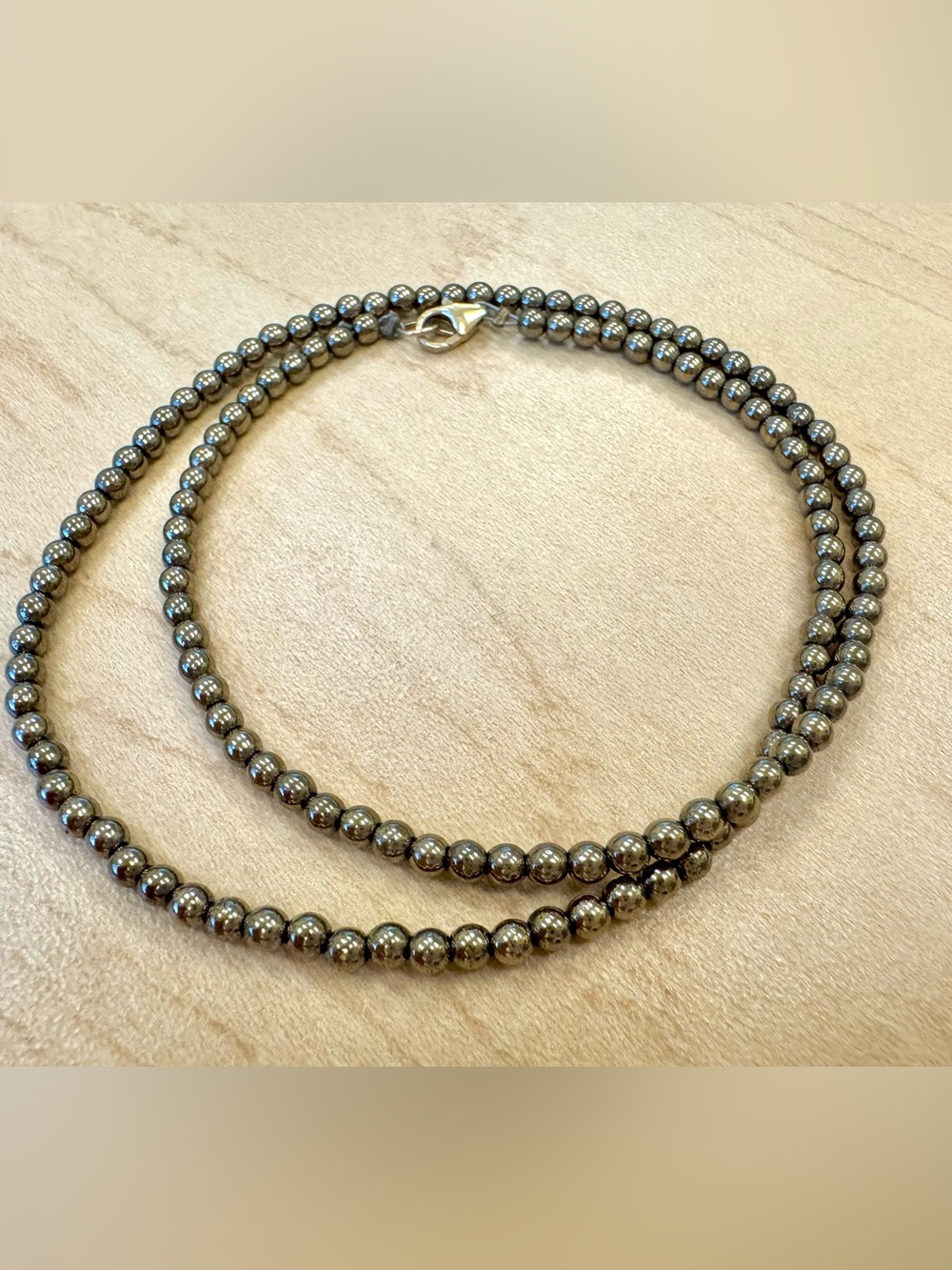 Hematite-Tone Beaded Bracelet with Lobster Clasp